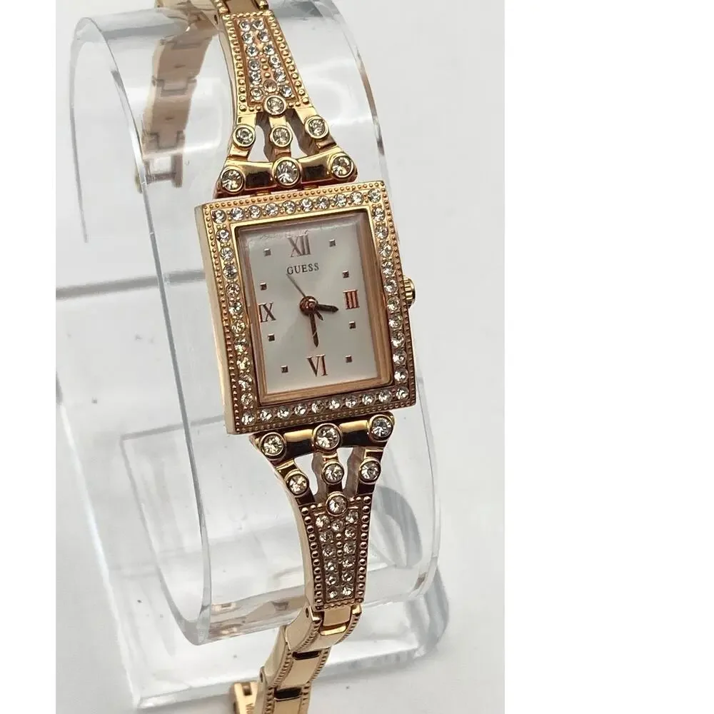 Guess Women's Petite Rose Gold Tank Watch 19mm  - New Battery Wrist 5.75